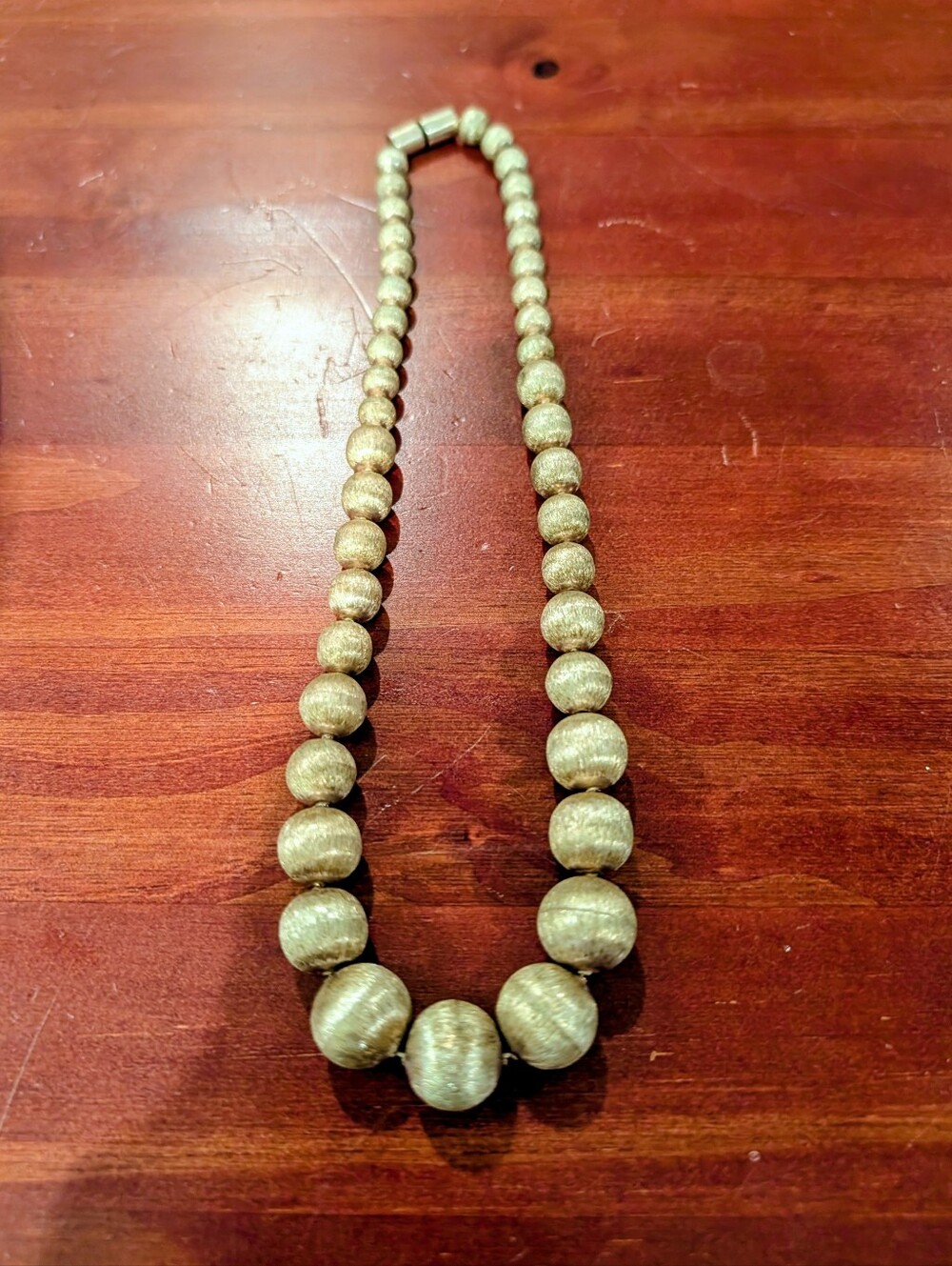 Brushed Gold Beaded Women’s Necklace - Elegant Gold Tone Strand
